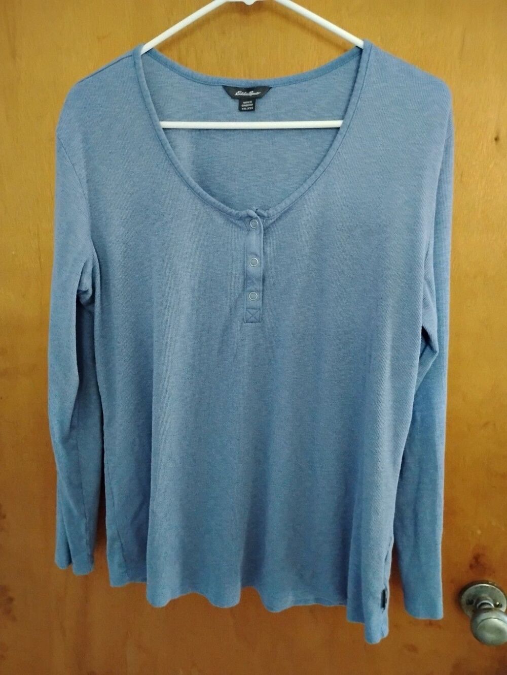 Eddie Bauer Blue Long Sleeve Thermal Layering Fall Seasonal Cozy Shirt Size XXL